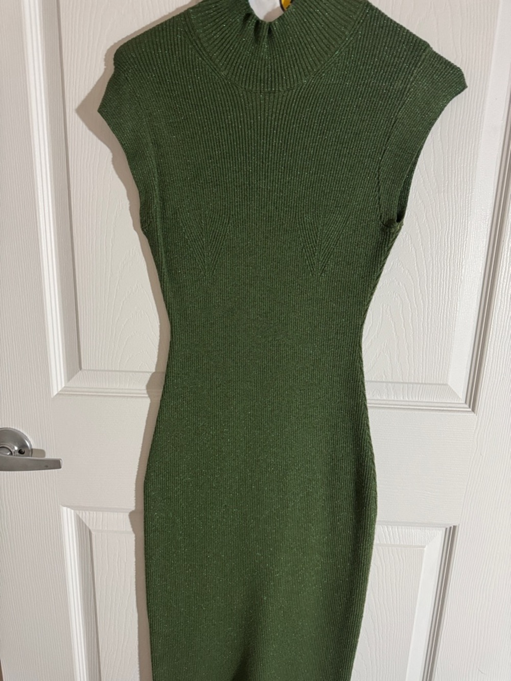 Zara Olive Green Ribbed Midi Dress